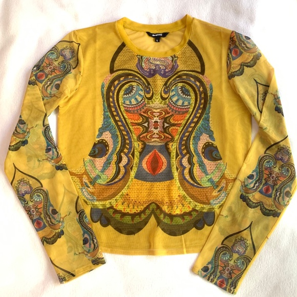 Desigual Tops - Desigual Lacroix Tulle Mesh Long-Sleeve